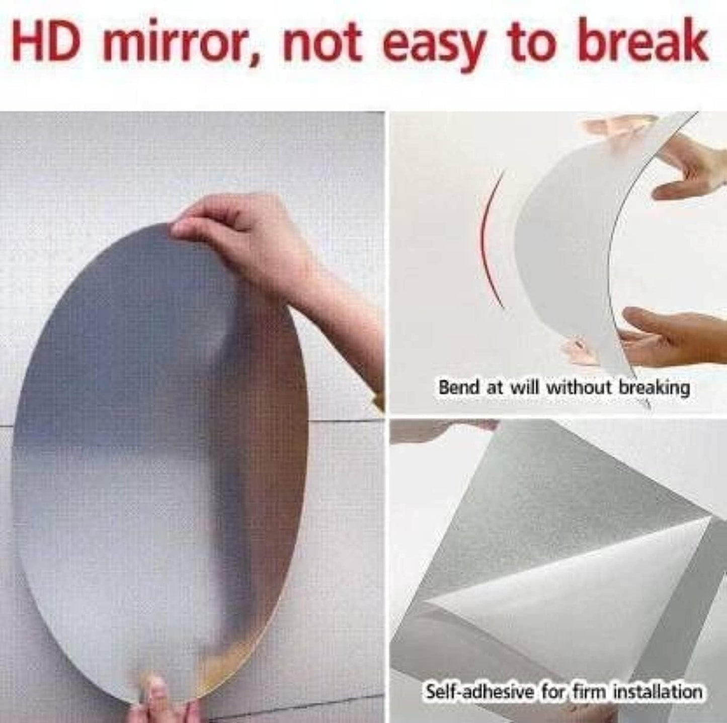 Unbreakable Oval Shape & Square Shape Mirror Combo (Pack of 1)