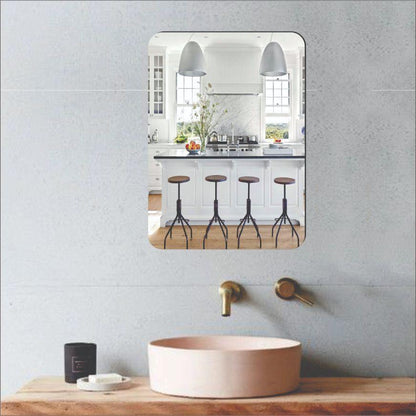 Unbreakable Oval Shape & Square Shape Mirror Combo (Pack of 1)